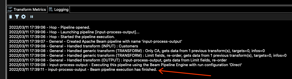 Apache Hop completed job