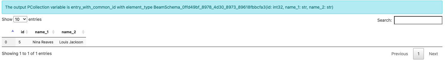 Beam SQL in Notebooks: rename fields in a query.