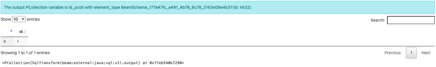 Beam SQL in Notebooks: beam_sql creates a PCollection from another.