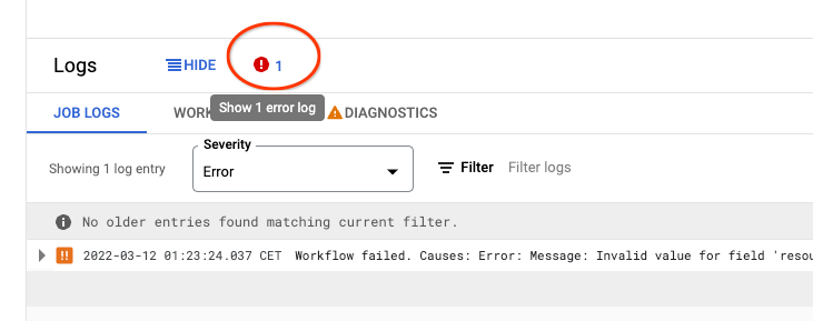 Dataflow Logs